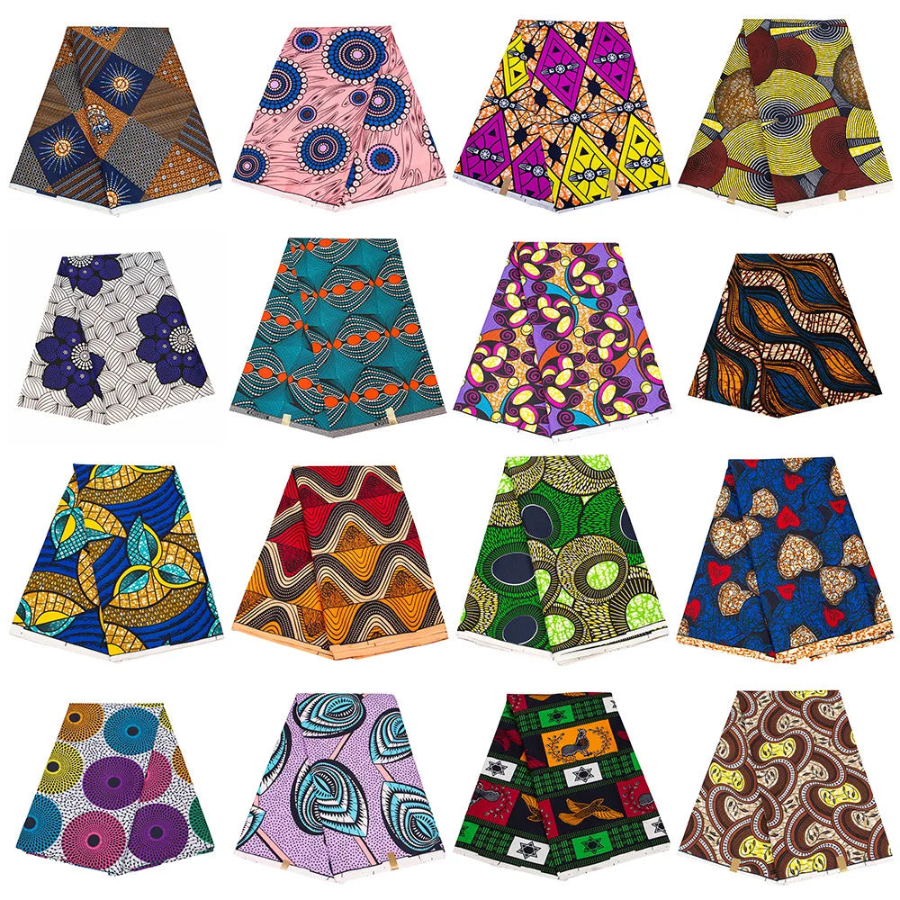 Factory Wholesale Breathable 100% Polyester African Batik Ankara Wax Print Fabric Holland Pattern Garment Use 6 Yard Per Piece