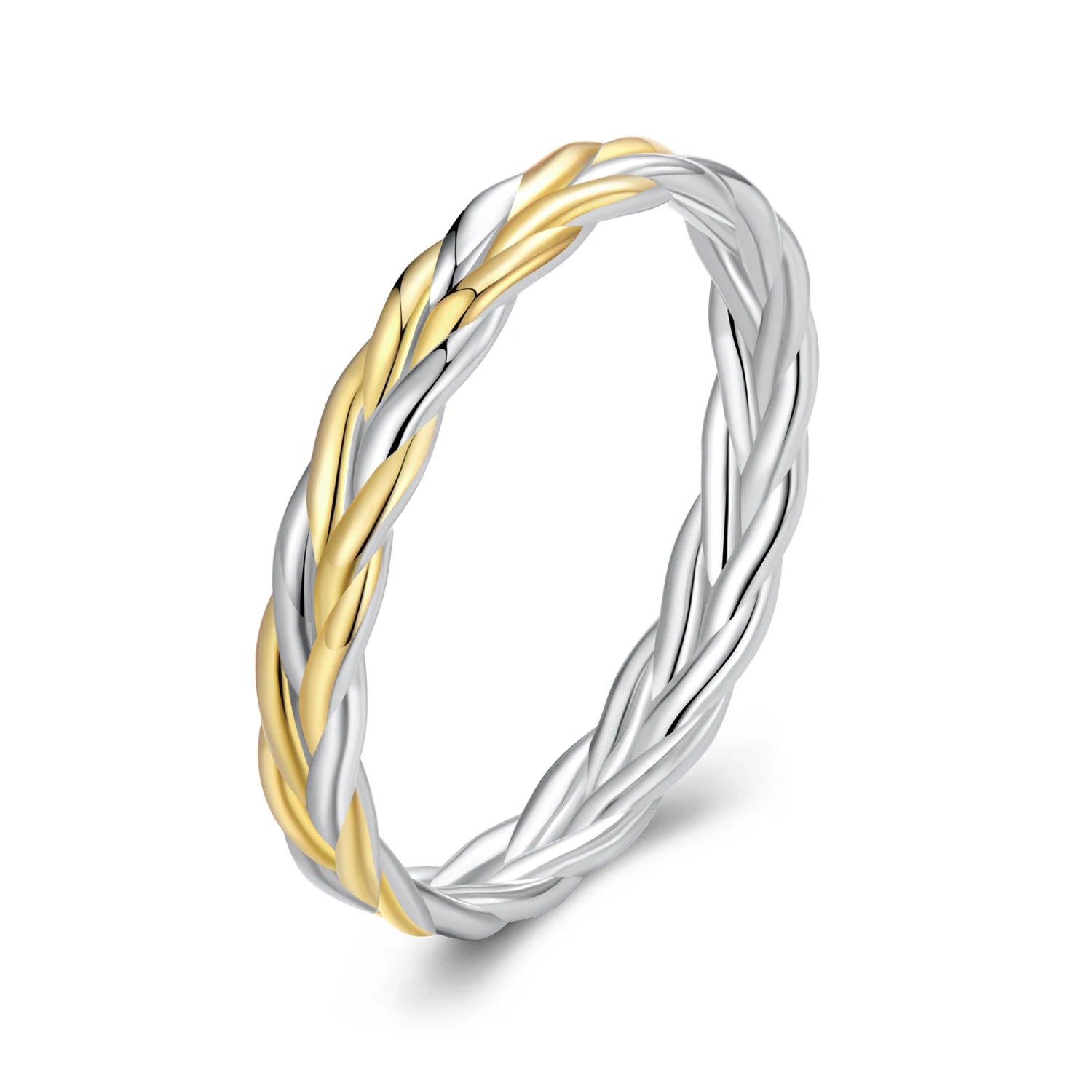 925 Sterling Silver Plated White Gold Fine Jewelry Two-Tones Twisted 4-Finger Ring Trendy for Wedding Party Anniversary