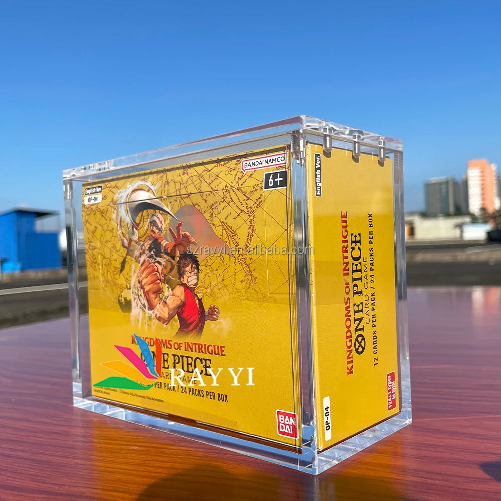 RAY YI Clear 8mm Acrylic One Piece Booster Box English Display case for OP-04 Kingdom of Intrigue