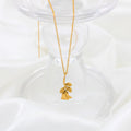 Vintage Style 18K Gilded Stainless Steel Non-fading Jewelry Rose Pendant Necklace Earring Set