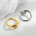 ICEBELA 18k Gold Plated New Design Line Simple Style Geometry Ringent Finger 925 Sterling Silver Dome Ring