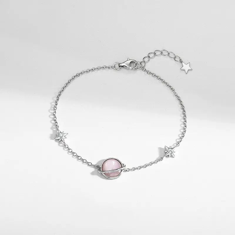 Fashion Bracelet Custom Resin and Ashes Sterling Silver Pink Shell Universe Bracelet Women Trendy Bracelet