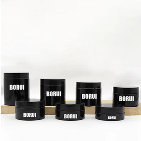 BORUI PET 50ml-250ml Empty Plastic Black Matt Cosmetic Jars for Lipstick Face Cream Lotion Loose Powder Skin Care (Custom Color)