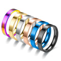 Fashion Glossy Titanium Jewelry 4mm Simplicity Flat Stainless Steel Japanese Korean Finger Rings for Boy Girl