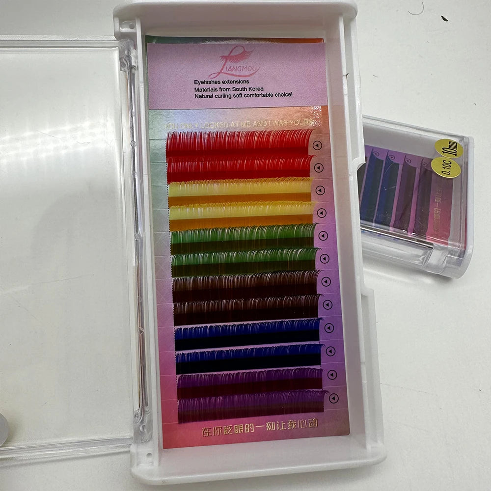 Full Volume Synthetic Hair Eyelash Extension Synthetic Silk Colorful Trays Volume Multi Color Eyelash Extensions