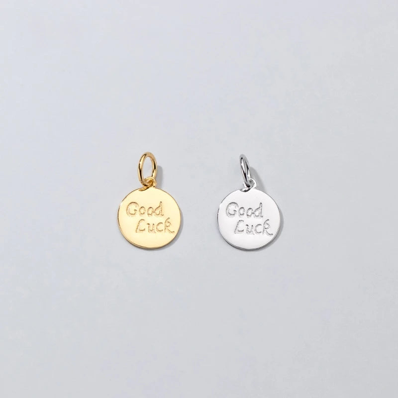 925 Sterling Silver 9mm Good Luck Bracelet Disc Charms for Women Jewelry Making