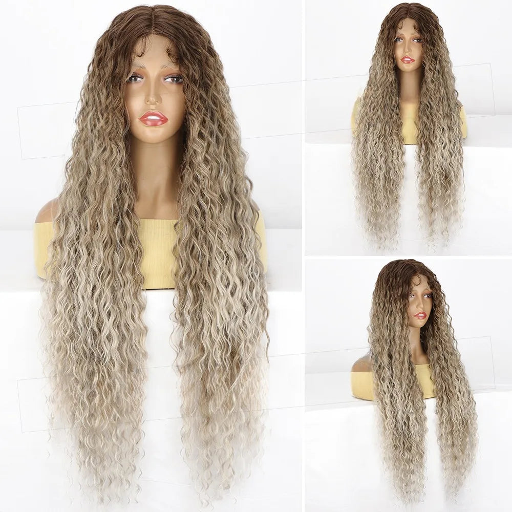 European and American Female Lace Chemical Fiber Wig Female Long Curly Hair Lace Head