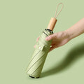 Classic Solid Color Umbrella with Wooden Handle - Unisex Foldable  Customizable Logo Sunshade Umbrella