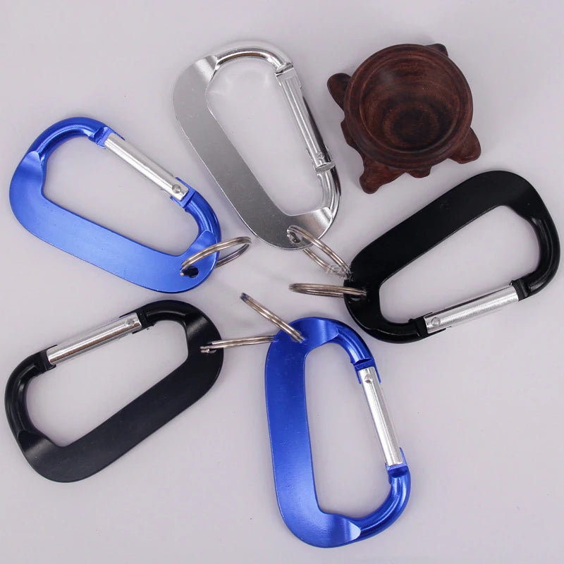 Wholesale Flat D-Ring Aluminum Metal Laser Engraved Printing Snap Hook Keyring Carabiner with Holes for Car Camping Climbing