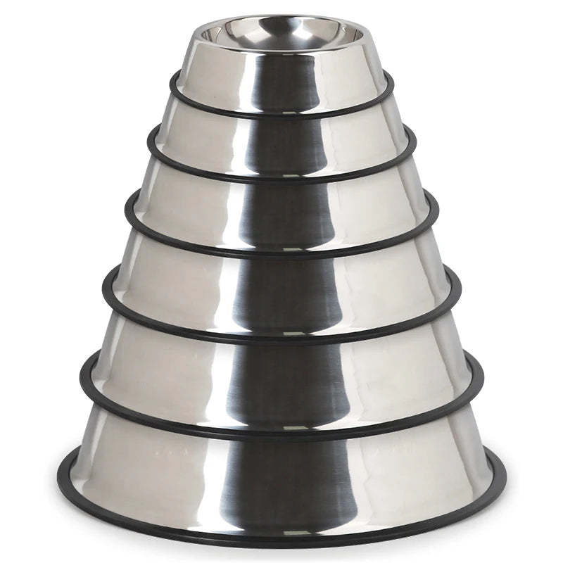 Cheap Price Nonslip Dog Bowl Pet Food Bowl With Rubber Base Stainless Steel Pet Food Drinking Bowl