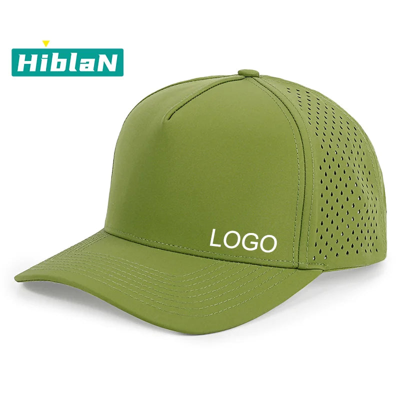 Custom Logo Blank Men Perforated Laser Cut Hole Drilled Baseball Hat Performance Sports Golf Hat Waterproof Caps for Man