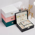 Modern Rectangle Shape Large-Capacity High-End Multi-Layer Jewelry Box for Earrings Necklace Ring with Watch Pillow