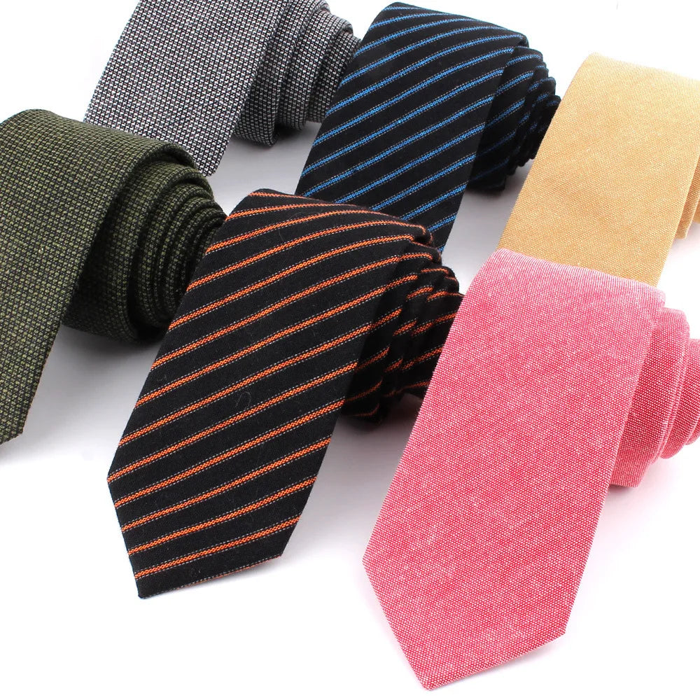 Casual Striped Plaid Neck Ties for Men 6cm Skinny Plain Tie Polyester Slim Necktie for Business Wedding Formal Dress Gravatas