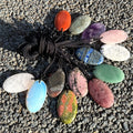 Large Size Gemstone Oval Shape Pendant with Cord White Crystal Amethyst Lapis Lazuli Handmade Oval Charm Healing Yoga Necklace