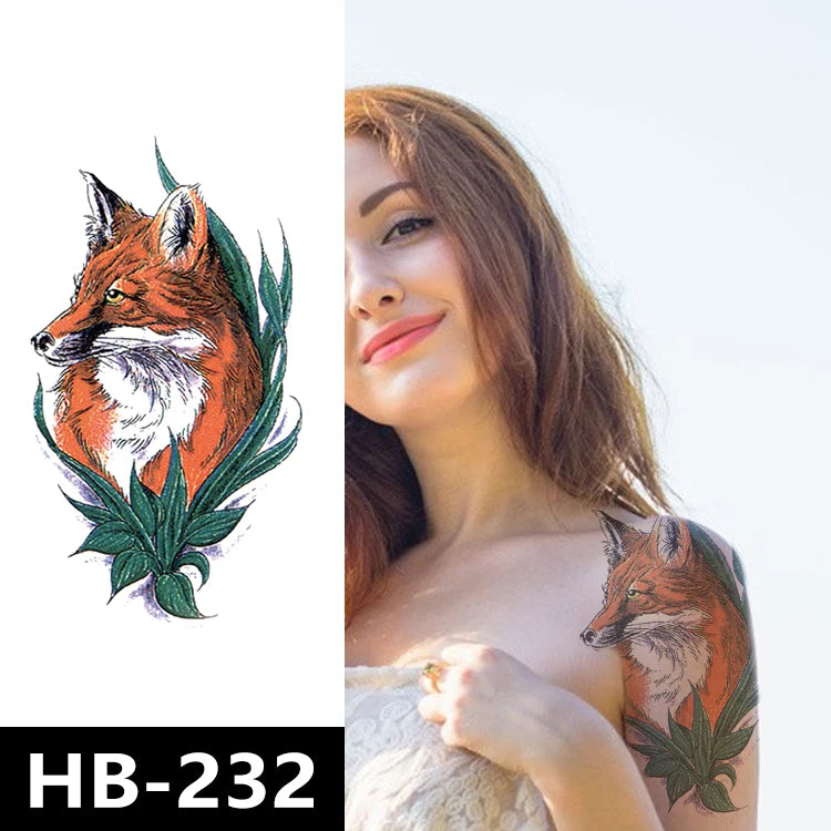 Owl Bear Girl Eyes Designs Waterproof Adult Temporary Tattoo Stickers Long Lasting and Stylish for Men and Women