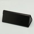 2026 Portable Leather Eyeglasses Organizer Foldable Eyewear Case Black Triangle Sunglass Cases Sunglasses Custom Logo Box