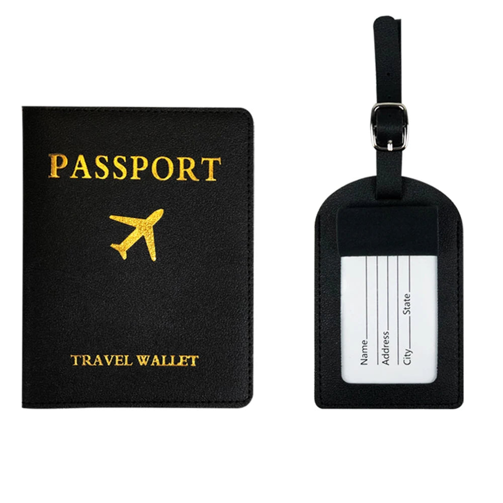 Best Gift Travel Wallet Fashionable PU Leather Slim Passport Holder with Card Slot and Luggage Tag Set