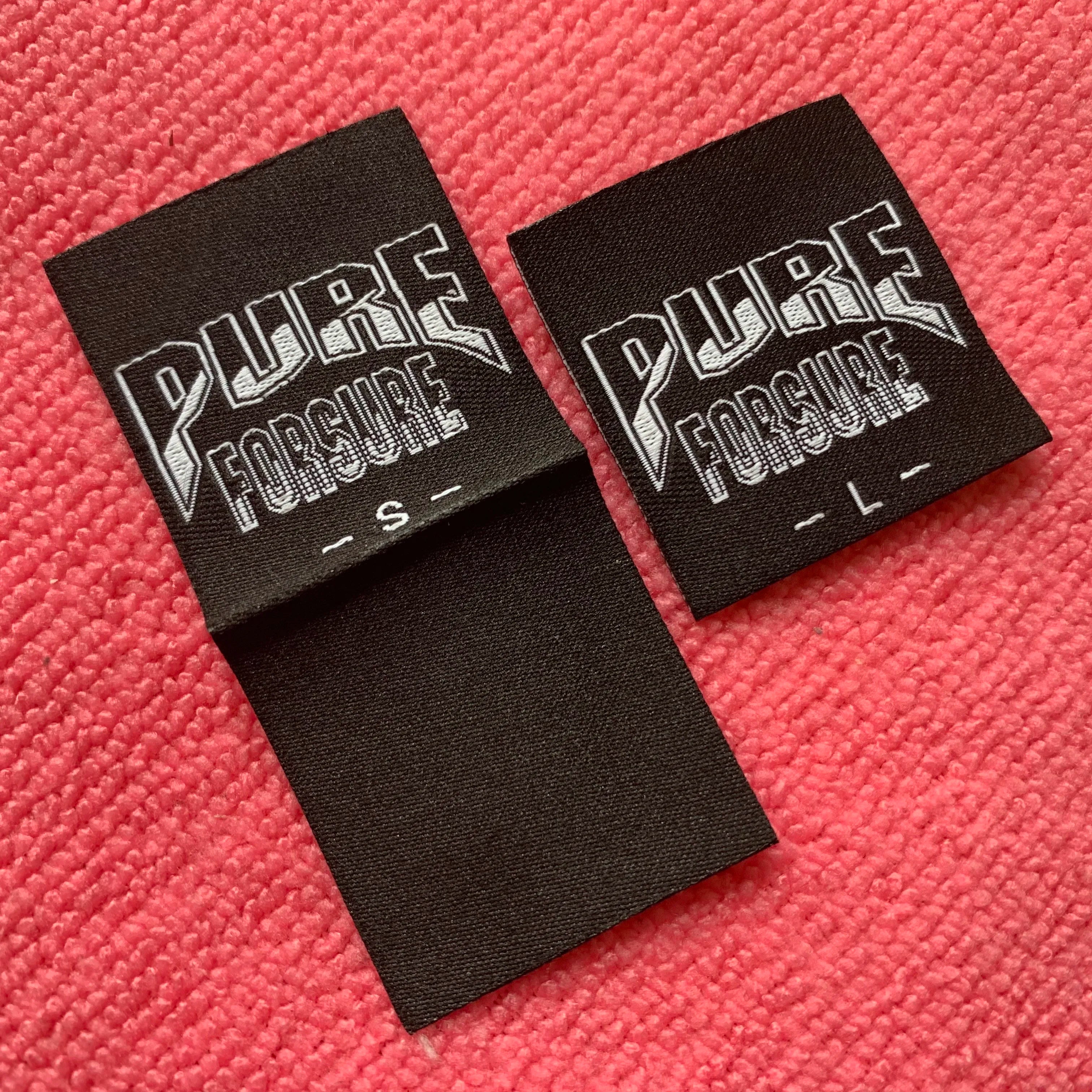 Center Fold Brand Size Weaving logo Clothing Labelfolded Design Stitching on Damask Woven Label