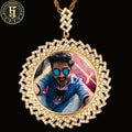 Hip Hop Necklace Jewelry Custom 68mm Brass Gold Plated Picture Image Pendant Luxury CZ Cuban Side Memory Photo Frame Pendant