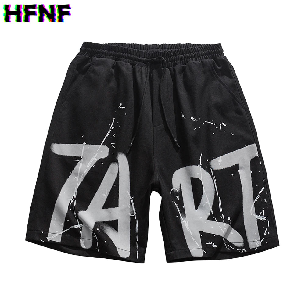 OEM Streetwear Men's Mid Waist Hip Hop Print Shorts Custom Logo Letter Printing Spandex/Polyester Quick Dry Casual Sports