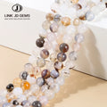 JD GEMS 15" Strand 6 8 10 12 14 16mm Pick Size 3A 5A Red Plants Agate Matte Black Onyx Round Beads for Jewelry Making