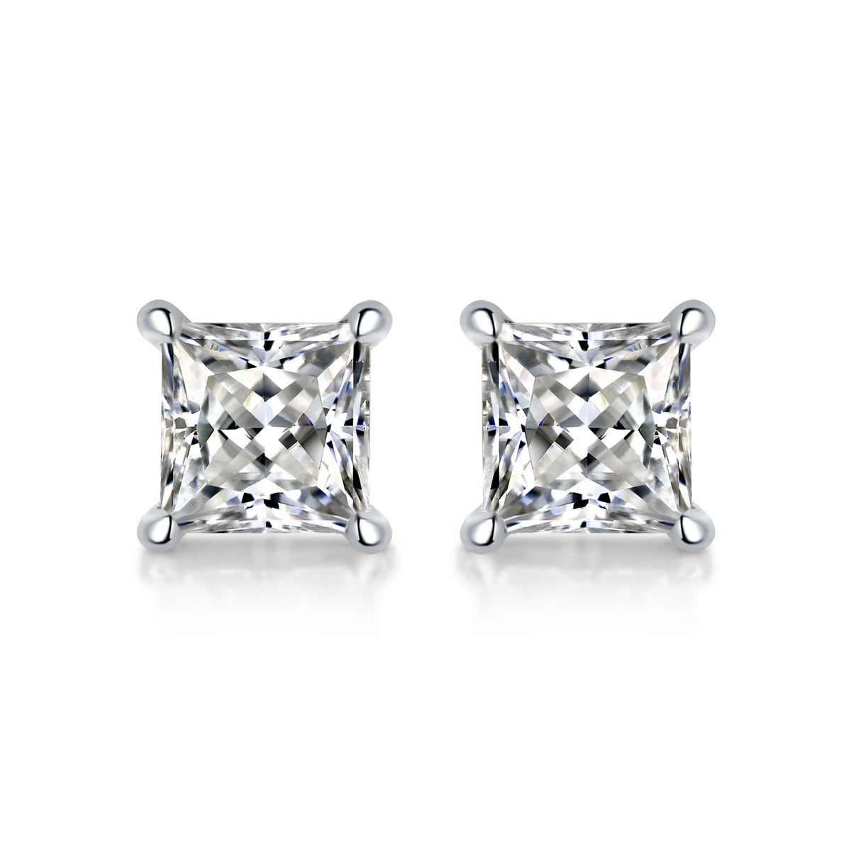 S925 Sterling Silver Moissanite Earrings for Women Classic Simple Fashion Plating 18K White Gold Stud Earrings Jewelry Wholesale
