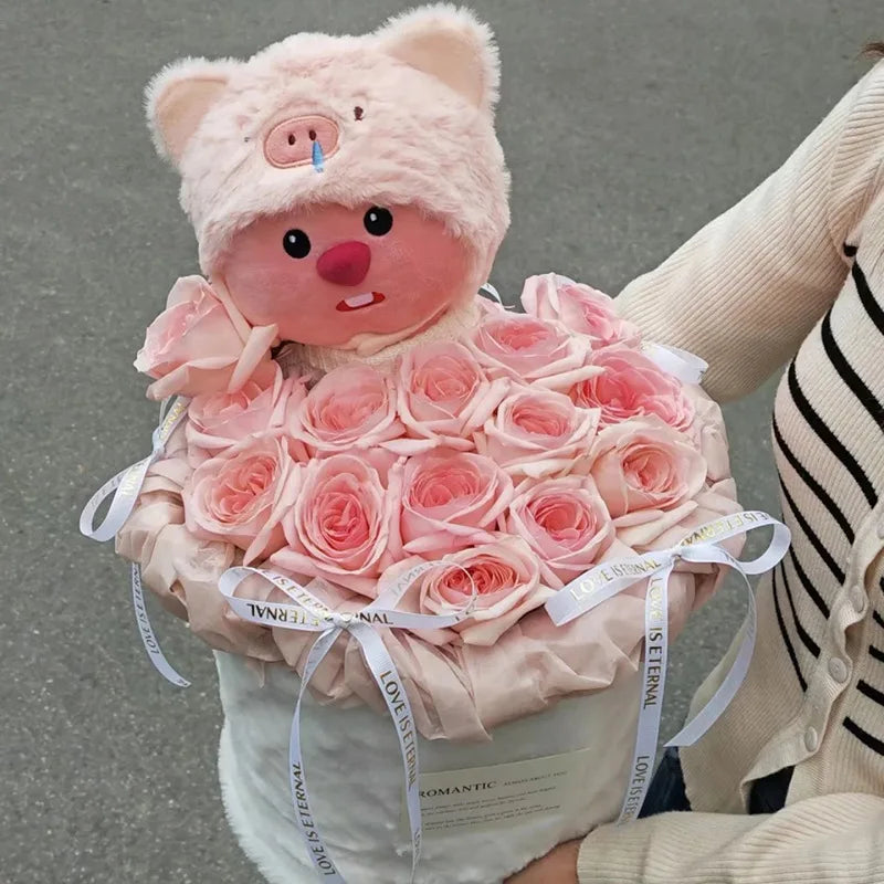 D87 Plush Toy Flower Stuffed Animal Plush Doll Soap Flowers Bear Doll Bouquet Gift Box Rose Flower Strawberry Bear Bouquet