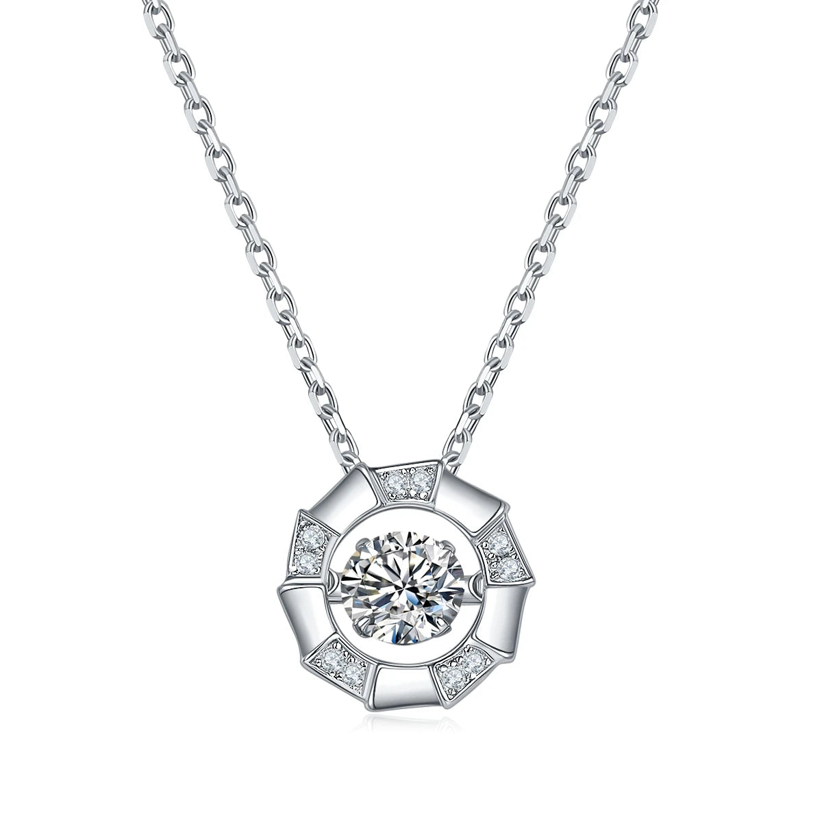 OLDR Abiding Fine Jewellery Wholesale Twinkle Setting Moissanite Beautiful Woman White Gold Plated Silver Necklace Jewelry