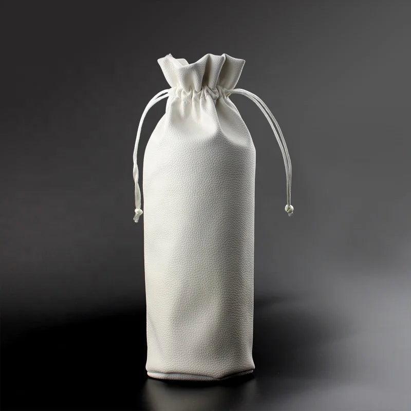 Custom Logo Perfume Round Bottom Drawstring Bag PU Leather Bags New Trendy
