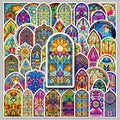 50PCS Factory Wholesale Storage Box Stickers Dreamlike Beautiful Stained Glass Stickers