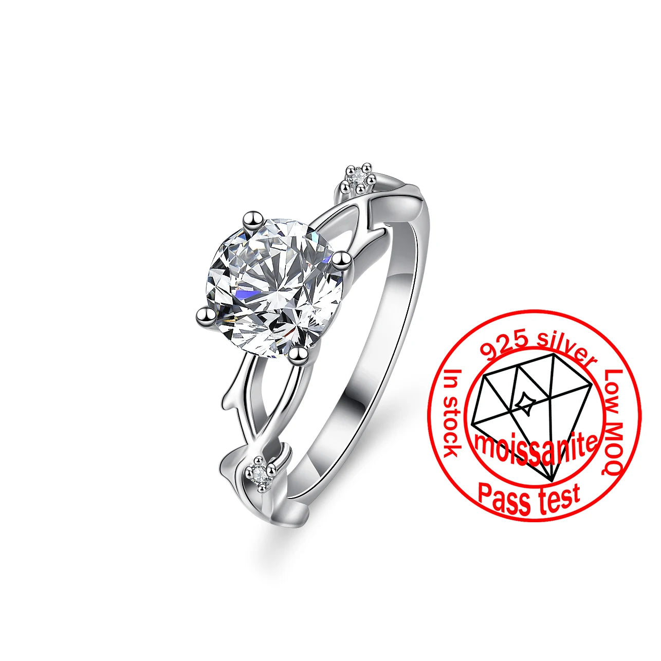 Fine Jewelry Fashion 1CT Brilliant Cut Diamond S925 Sterling Silver Platinum Plated Prong Setting Wedding Couple Rings
