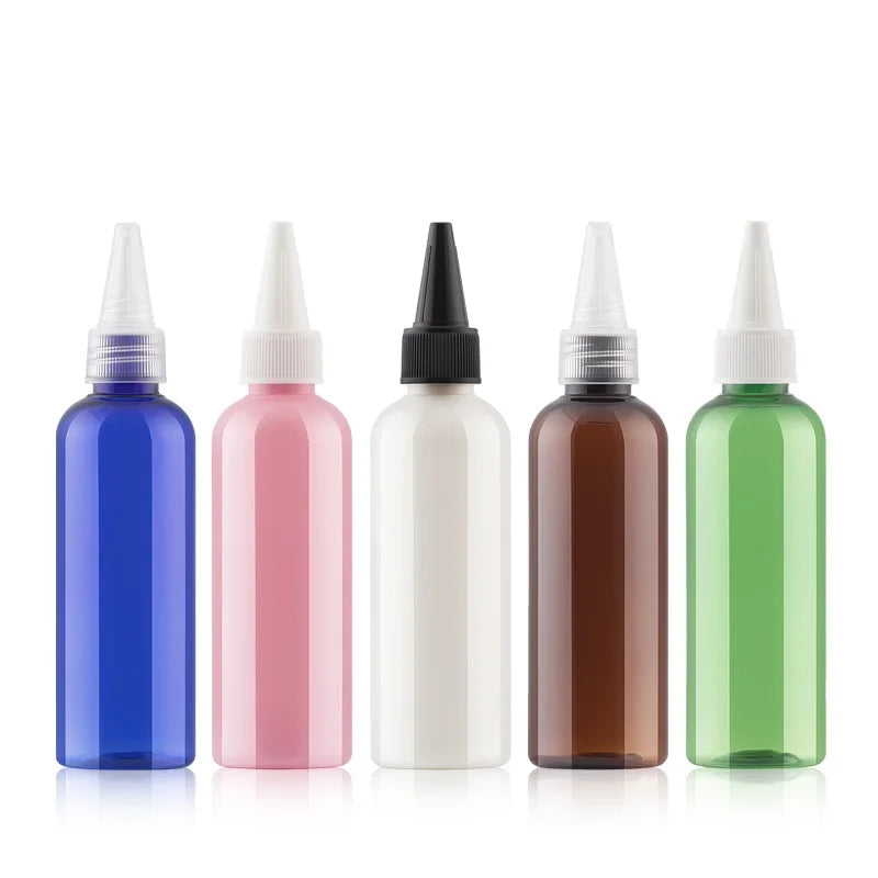 100ml Plastic Bottle Tip Dropper Lid Round Shoulder Pink Blue Transparent Amber Packaging Container Empty Refillable Bottles