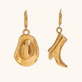 Dingran New Design Western Cowboy Boots Hat Drop Earrings Tarnish Free Gold Plated Jewelry