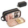 ReIaveI PU Black Small Makeup Bag Travel Makeup Bag Cosmetic and Makeup Brush Storage Integrated Advanced Small Bag