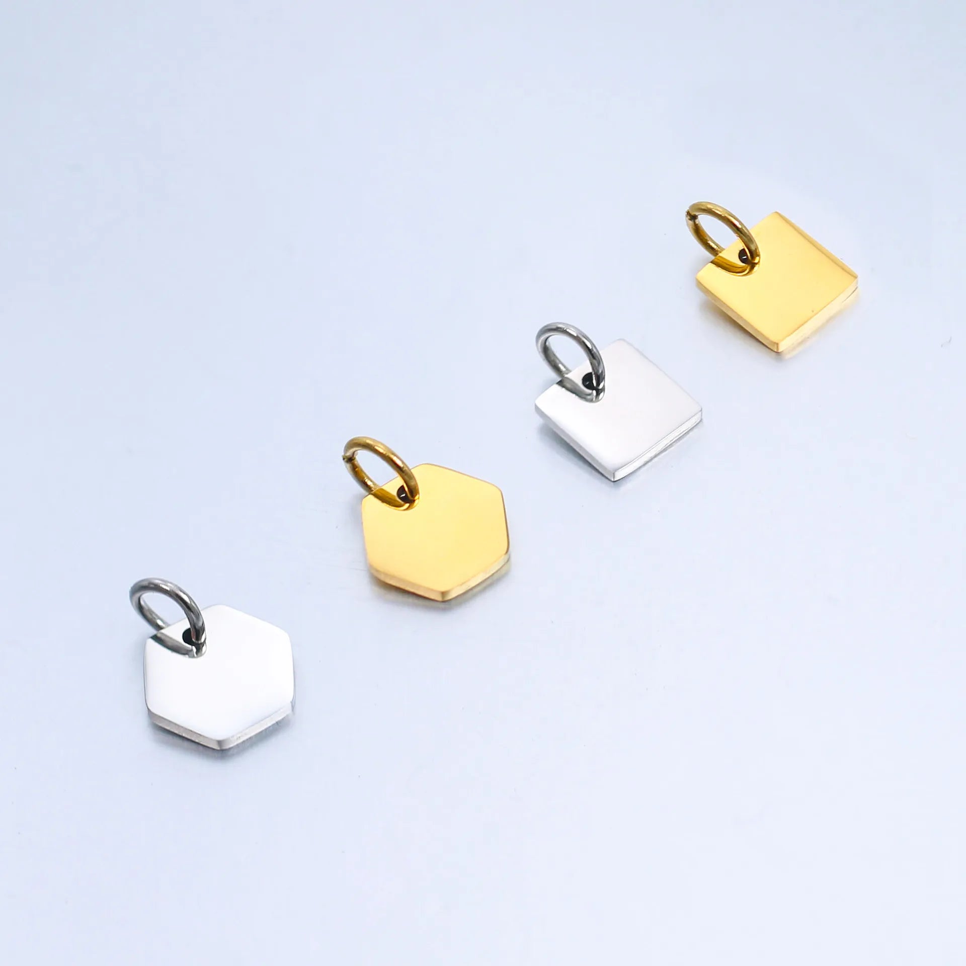 Customize DIY Stainless Steel Square Design Charm Pendants Beads for DIY Necklaces Jewelry