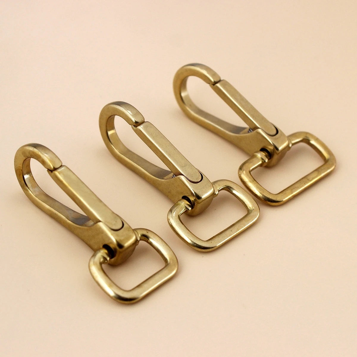 Solid Brass Snap Hook Swivel Eye Push Gate Clip Trigger Clasp for Leather Craft Bag Strap Belt Webbing Pet Dog Leash Keychain