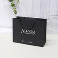 Luxury Black Gift Paper Bag Custom Printed Logo for Shoes Clothes Shopping Wedding Gift Jewelry Packaging With Ribbon Handles