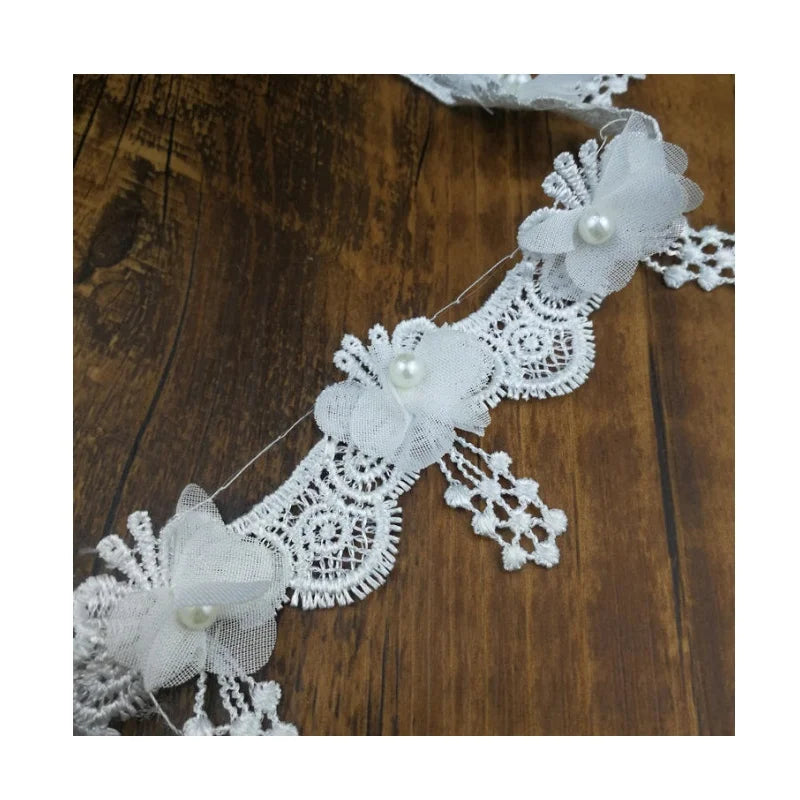 Fashion 5cm butterfly Chiffon Water-soluble Embroidery Lace Trim for Garment Dress DIY Decoration XFD01 17flowers Per Yard