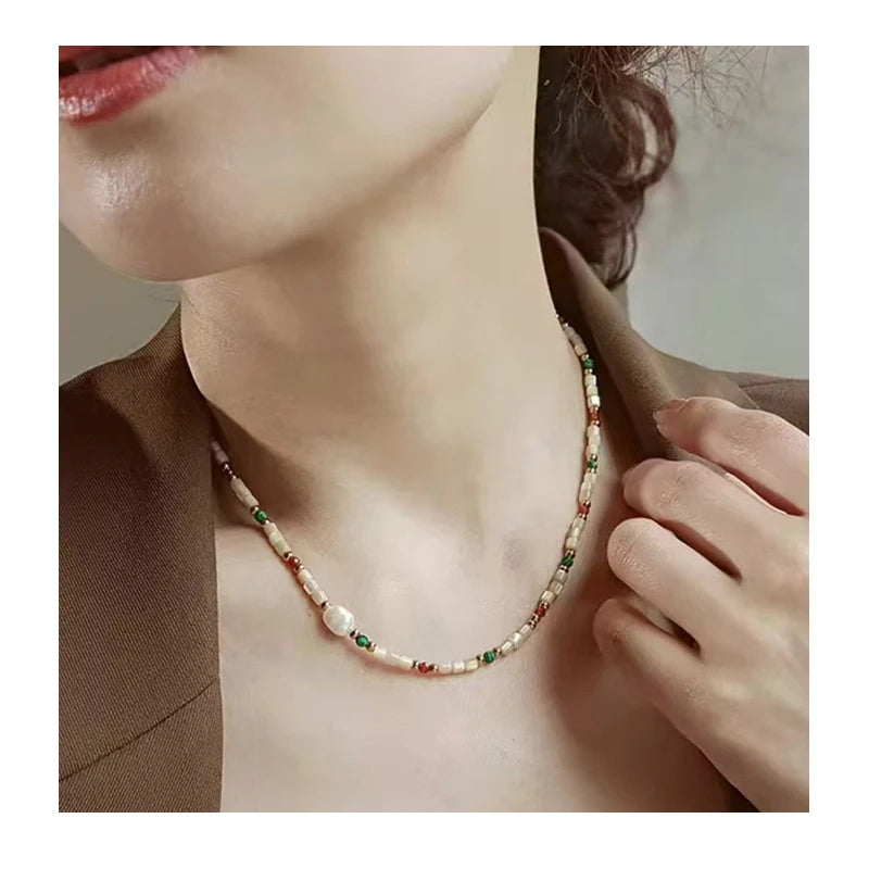 Zooying  Freshwater Pearl Natural Shell Beaded Choker Necklace Women Jewelry
