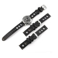 Luxury 3 Holes Racing Vintage Genuine Leather Breathable Watch Band 18/20/22/24mm Quick Release Black Rally Calf Leather