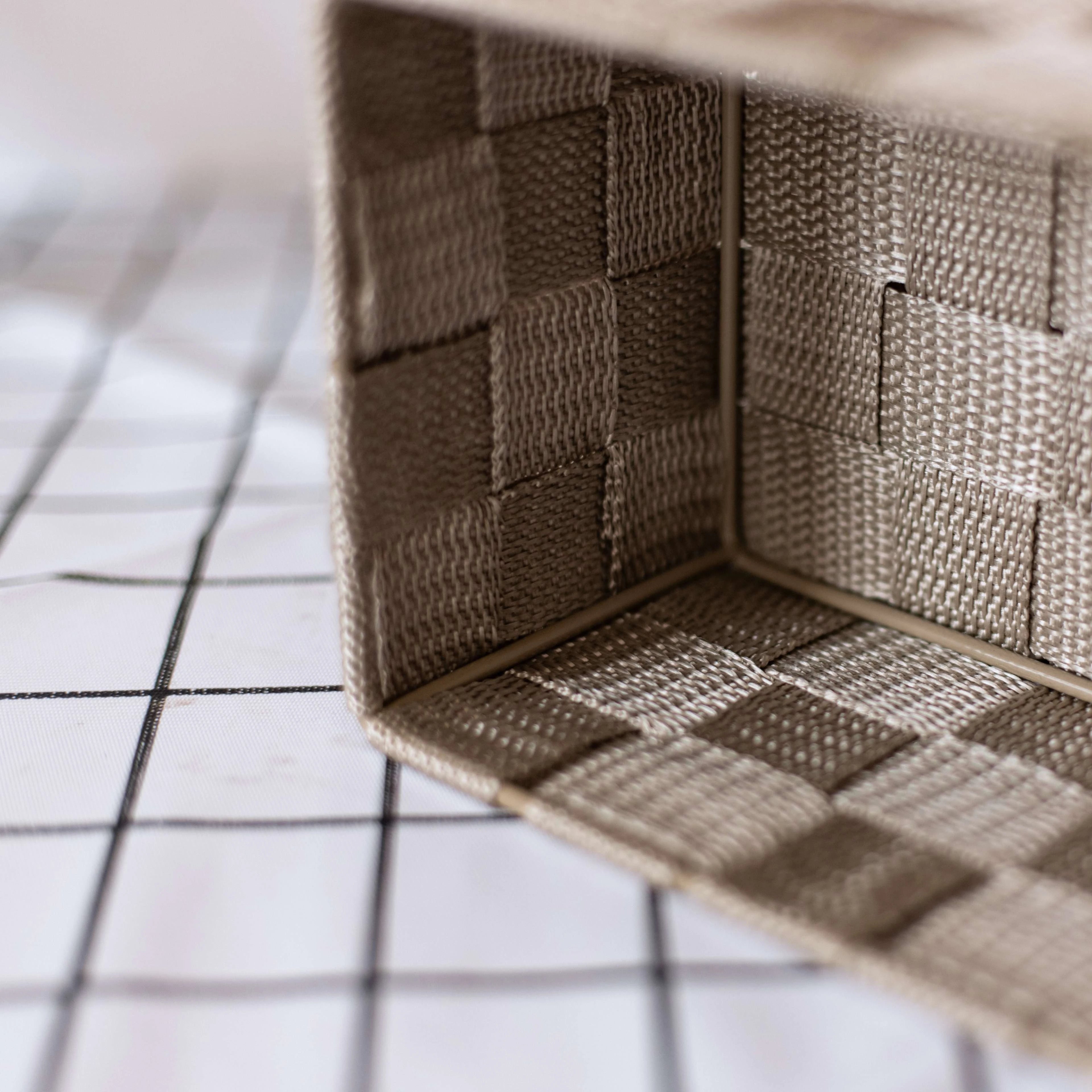Woven Storage Boxes Strap Small Shelf Storage Basket Office Finishing Basket