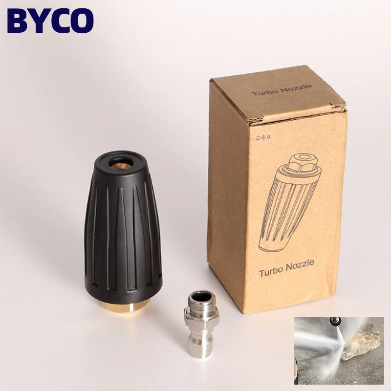 BYCO 1/4'' Quick Connect 3600 Psi 250bar High Pressure Power Washer Rotating Tips Turbo Nozzle for Car Washing
