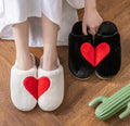 Women Winter Indoor Fashion Slipper Shoes Fur Comfort Fluffy Plush Heart Love Heart Slippers for Valentines Day