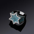 Hip Hop Fashion Jewelry Iced Out Cz Zircon 18K Gold Plated Hexagram Star Ring for Men Women Gifts