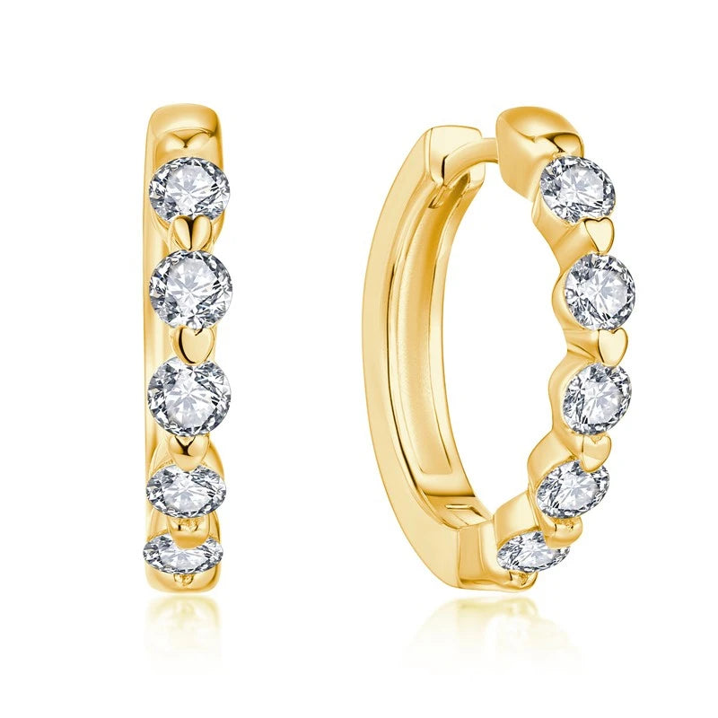 YILUN Handmade Yellow Gold Plated Cubic Zirconia Jewelry 925 Sterling Silver Hoop Earrings for Women