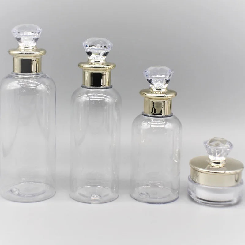Wholesale 100ml 120ml 200ml250ml 500ml High Grade PET clear Squeeze Bottle with Diamond Lid Big Squeeze Container for Body Cream