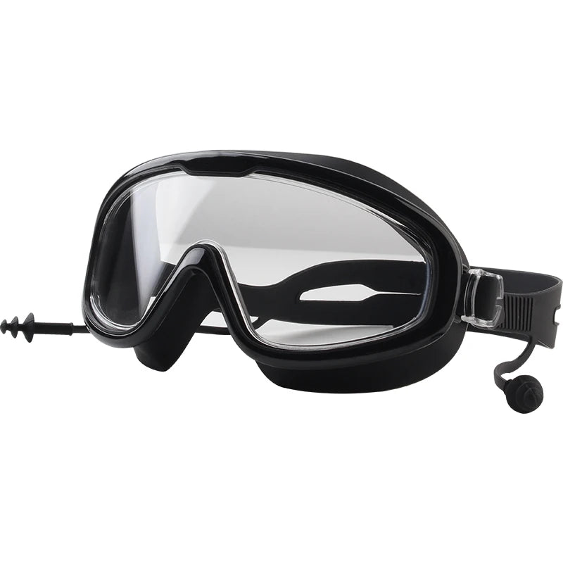 Women's Fashion Large Frame Anti-Fog Swim Diving Goggles with Silicone Straps CE Certified for Adults-NO Leaking