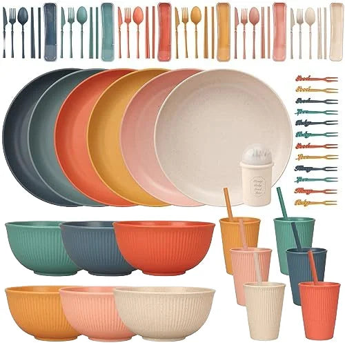 Plastic Bowls Reusable Unbreakable Lightweight Cutleri Microwave Dishwasher Dafe BPA Free Cereal Heated Straw Bowls Soup Salad
