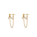 Chris April Non-tarnish PVD Gold Plated 316L Stainless Steel Simple Freshwater Pearls Chain Earrings