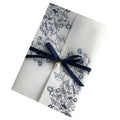 5 X 7 Inch Gold Foiling Printing Flower Design Invitations Translucent Vellum Paper Wedding Invitation Card With Ribbon